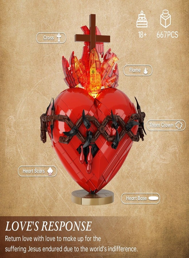 Vonado Sacred Heart of Jesus Building Block Set, Sacred Heart Building Model，Compatible with Lego Jesus Toy Decoration for Prayer Room, Christian，Religious, for Adults (667 PCS) - Image 4